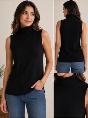 Allude 100% Virgin Wool Black Turtleneck Sweater Size M